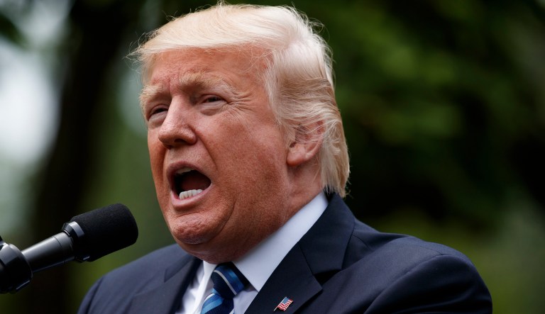 President Trump on Monday blamed former national security adviser Mike Flynn's transgressions on President Obama. (AP Photo/Evan Vucci)