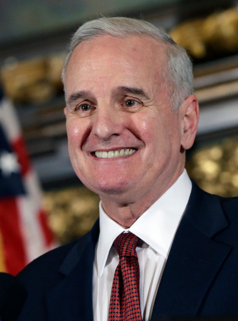Minnesota Gov. Mark Dayton addresses the media in St. Paul, Minn. Minnesota's next two-year state budget will top the $40 billion mark. The four Republicans seeking to defeat Democratic Gov. Mark Dayton say they'll apply the spending brakes if put in charge. (AP Photo/Jim Mone)