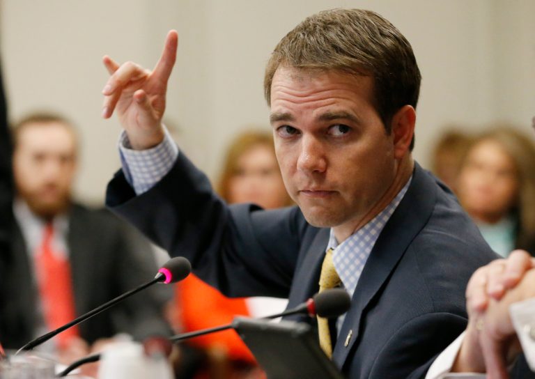 Oklahoma state Rep. Randy Grau, R-Edmond, speaks during a committee meeting in Oklahoma City on Tuesday. A bill by Grau that restricts the use of abortion inducing drugs was passed out of committee. (AP/Sue Ogrocki)