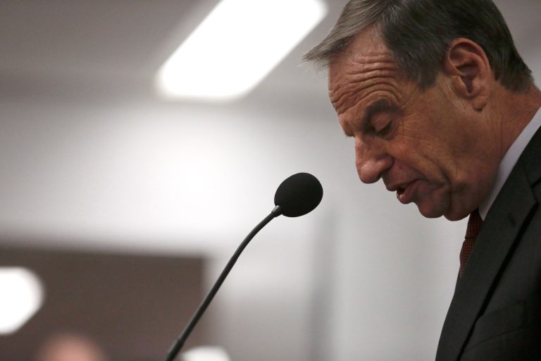 San Diego Mayor Bob Filner speaks during a news conference at city hall in San Diego on Friday. (AP/Gregory Bull)
