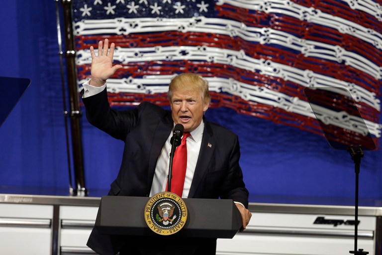 The data, released Thursday, showed Trump with a 93 percent approval rating among voters nationally that supported him in November. (AP Photo/Kiichiro Sato)