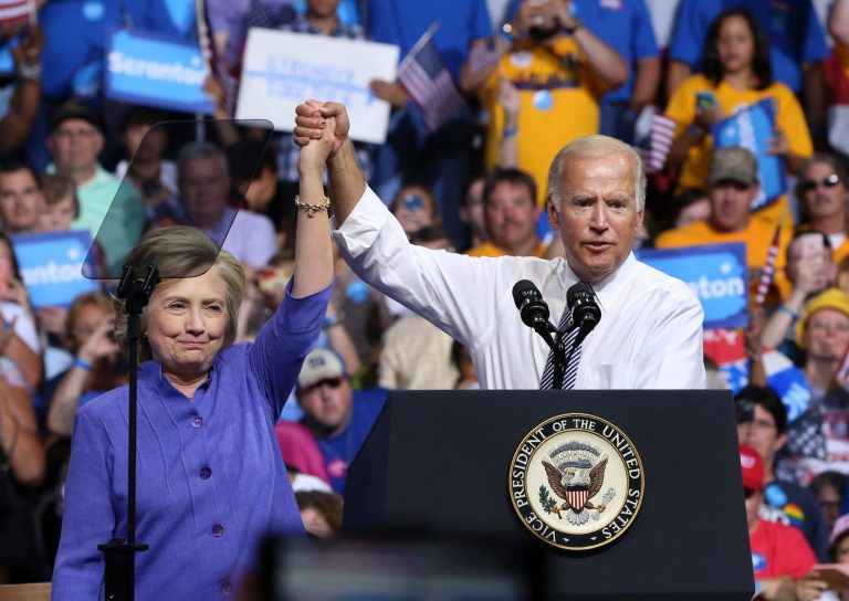 All three men will sing her praises in New Hampshire, Ohio and Pennsylvania in September. (AP Photo/Mel Evans)