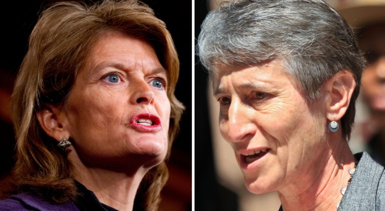 Sen. Lisa Murkowski, R-Alaska, left, and Interior Secretary Sally Jewell. (AP images)