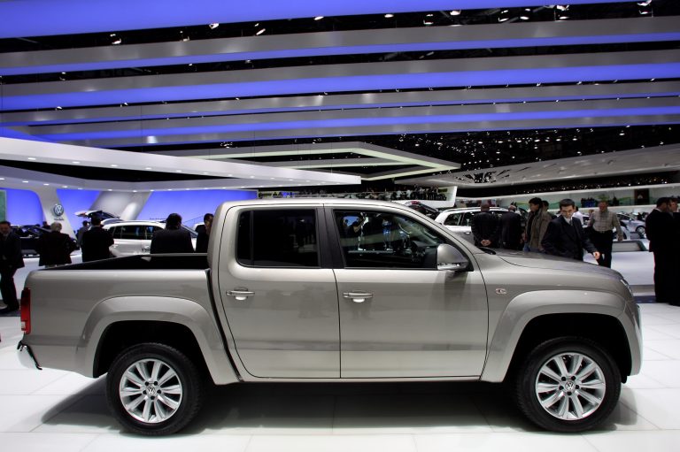 The Volkswagen Amarok pick-up is pictured during the second press day at the 80th Geneva International Motor Show on March 3, 2010 in Geneva, Switzerland.The show features World and European premieres of cars, and will be open to the public from March 4th to the 14th. (Photo by Miguel Villagran/Getty Images)