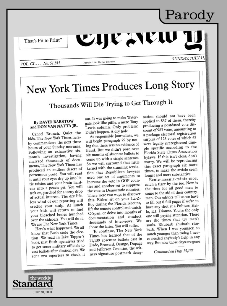 The New York Times ad nauseam.