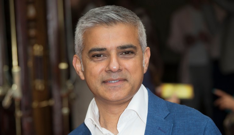 After London Mayor Sadiq Khan commented on President Trump's cancellation of a visit to the U.K., he was forced to pause his remarks at a Fabian Society conference in London after a group of far-right protesters began calling for a citizens' arrest. (Photo by Joel Ryan/Invision/AP)
