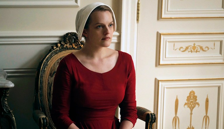 Elisabeth Moss as Offred in a scene from 