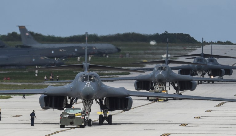 A U.S. Air Force B-1B Lancer deployed from Dyess Air Force Base, Texas. 