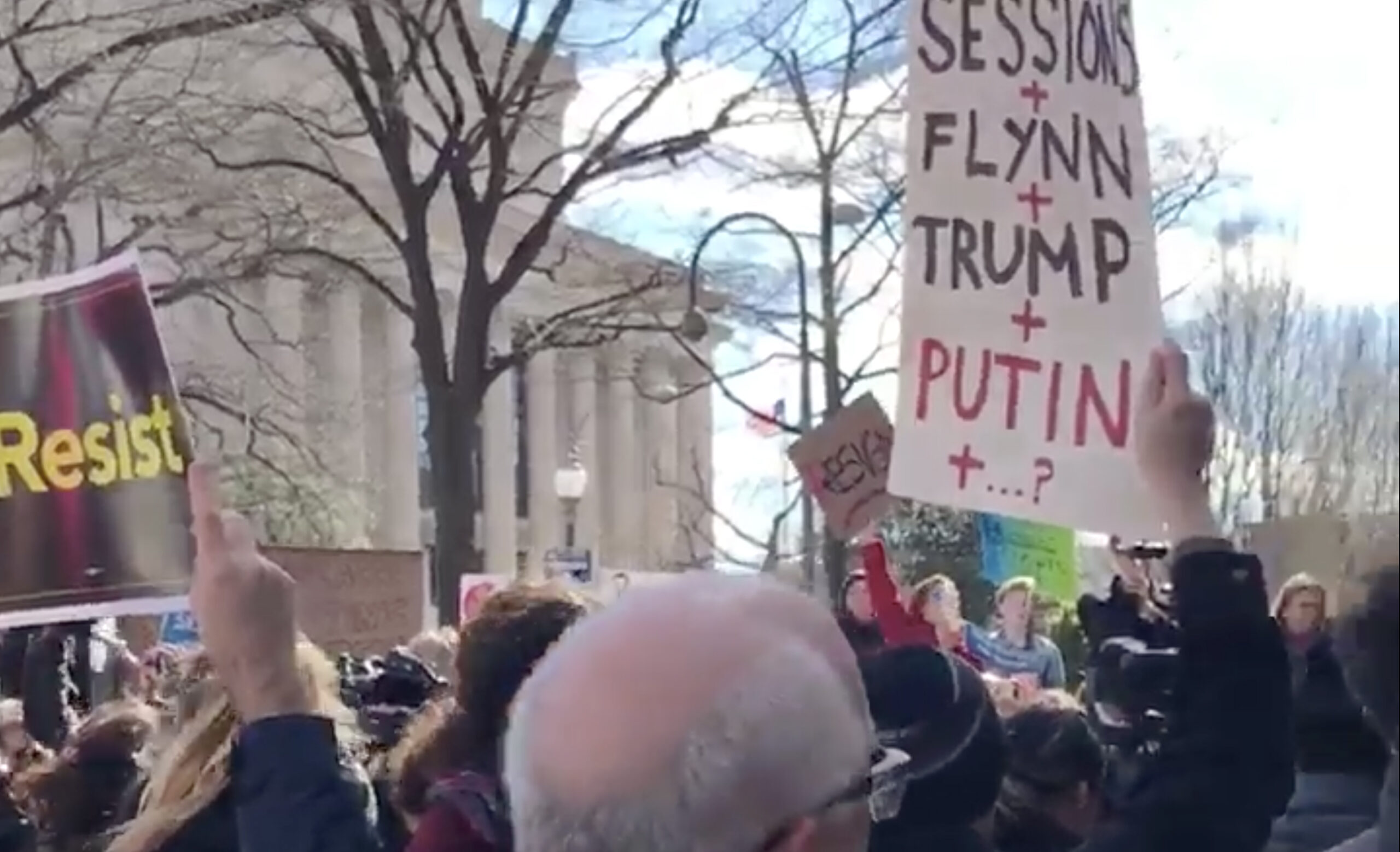 Watch: Protesters chant ‘lock him up’ outside Sessions’ DOJ