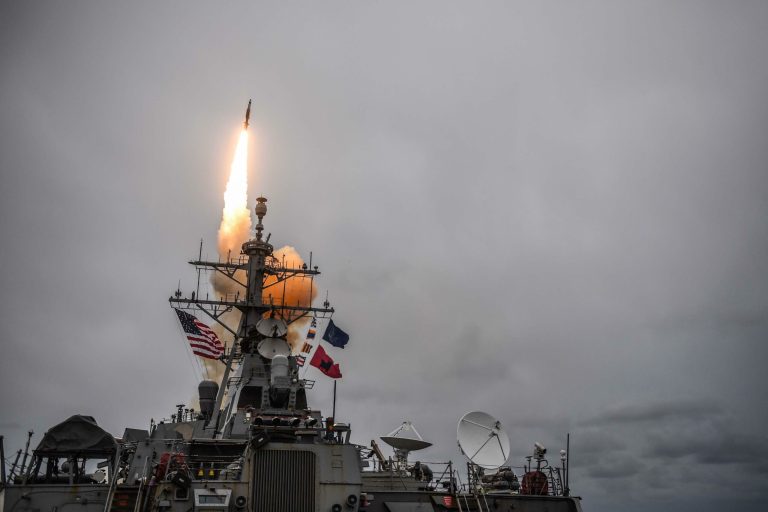 The Arleigh Burke-class guided-missile destroyer USS Donald Cook fires a standard missile 3 during exercise Formidable Shield 2017.