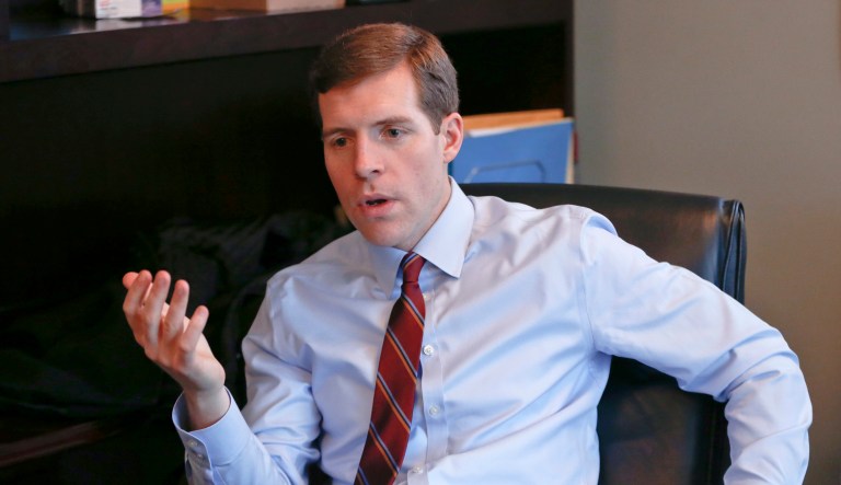 Conor Lamb, the Democratic candidate for the March 13 special election in Pennsylvania's 18th Congressional District, was just drawn out of that district by Republican leaders in the state legislature. (AP Photo/Keith Srakocic)
