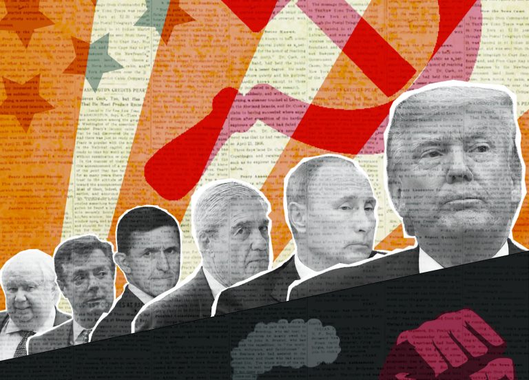 With the election of former KGB officer Vladimir Putin as Russian leader, active measures re-emerged as a powerful weapon to project Moscow's influence across the world. (Illustration by Sarah Davis and AP photos)