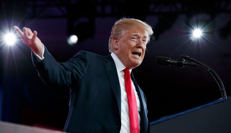 Trump has raised the possibility of arming a percentage of teachers at public schools who have undergone firearm training following last week's shooting at Marjory Stoneman Douglas High School in Parkland. (AP Photo/Evan Vucci)