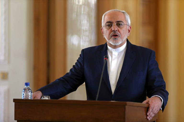 The Iranian foreign minister sent a tweet out Friday that seems to be directed at the Israeli president. (AP Photo/Vahid Salemi)