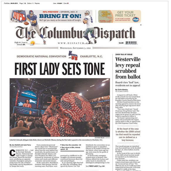 If Michelle Obama’s speech had a point, swing state papers didn’t pick up on it