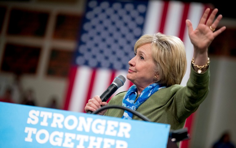 The Colorado Mesa University/PBS survey showed Clinton's advantage comes in part because of her favorability advantage. (AP Photo/Andrew Harnik)