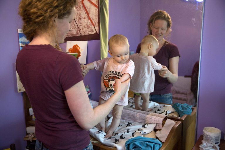 Carly Tangney-Decker and her husband Jeff Decker want New York State to legalize medical marijuana, to help their 8 month old daughter Mabel Tangney-Decker, who has a rare genetic disorder that causes seizures, at their home on Saturday, Jan. 11, 2013, in Kingston, N.Y.(AP Photo/Philip Kamrass)