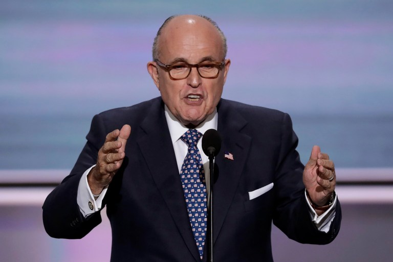 Rudy Giuliani said he supports legislation barring firearms from people on a government terror watch list.