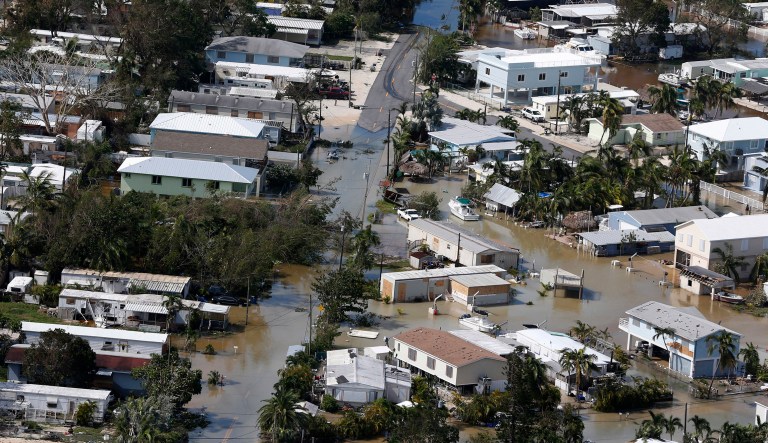 Floodwaters cover streets in the aftermath of Hurricane Irma in Key Largo, Fla. (AP Photo/Wilfredo Lee)