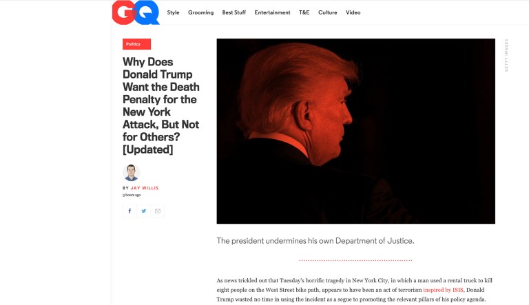 After President Trump said he supported the death penalty for Sayfullo Saipov, GQ asked, 