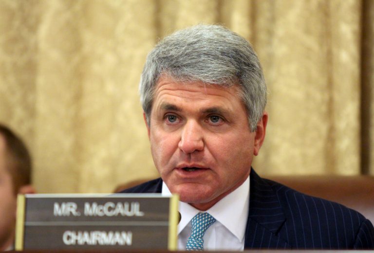 House Homeland Security Chairman Rep. Mike McCaul, R-Texas speaks on Capitol Hill in Washington, Thursday, March 26, 2015, during the committee's hearing: Leadership Challenges at the Department of Homeland Security: Allegations of Improper Influence Regarding Special Visas. 