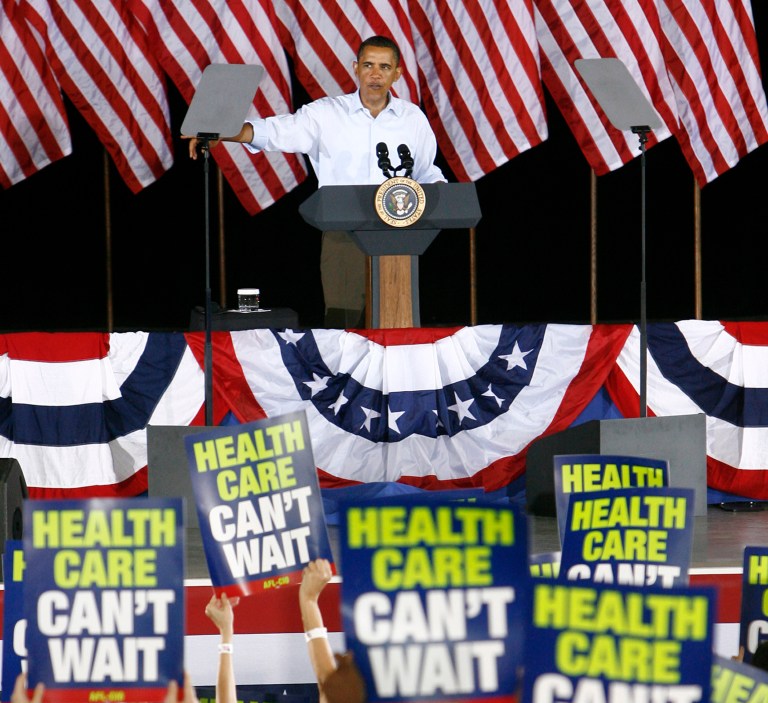 In this Sept. 7, 2009, file photo President Barack Obama speaks at the AFL-CIO Labor Day picnic at Coney Island in Cincinnati. Some labor unions that initially backed Obama's health care overhaul are now frustrated and angry about what they say are unexpected consequences of the plan that could hurt their members. (AP Photo/David Kohl, File)