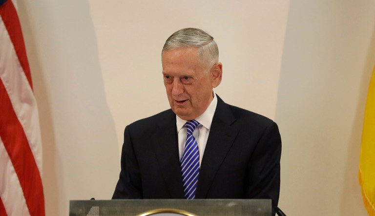 Defense Secretary Jim Mattis declined to discuss timeframes for the mission in Afghanistan after meeting with defense ministers in Brussels on Thursday over the future of America's longest war. (AP Photo/Matthias Schrader)