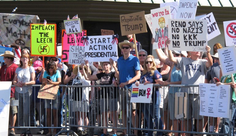 A New York Times columnist said the anti-Trump movement is becoming desperate and unrealistic in its expectations. (AP Photo/Scott Sonner)