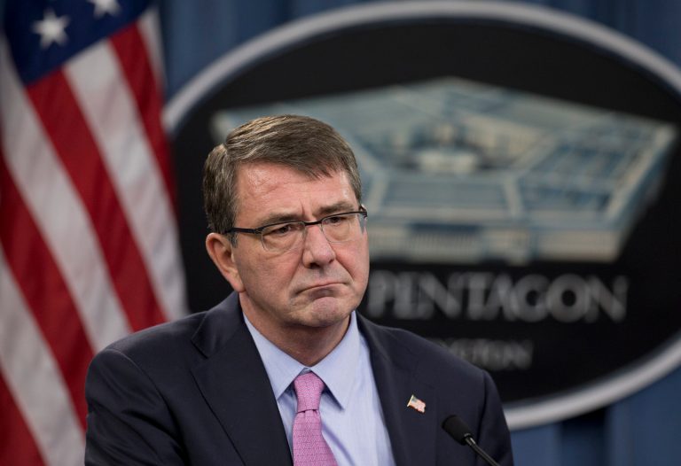 En route to Tokyo late Monday, Defense Secretary Ashton Carter came back to take questions from the press traveling with him, preferably for him to talk about the importance of the Asia Pacific. (AP Photo)