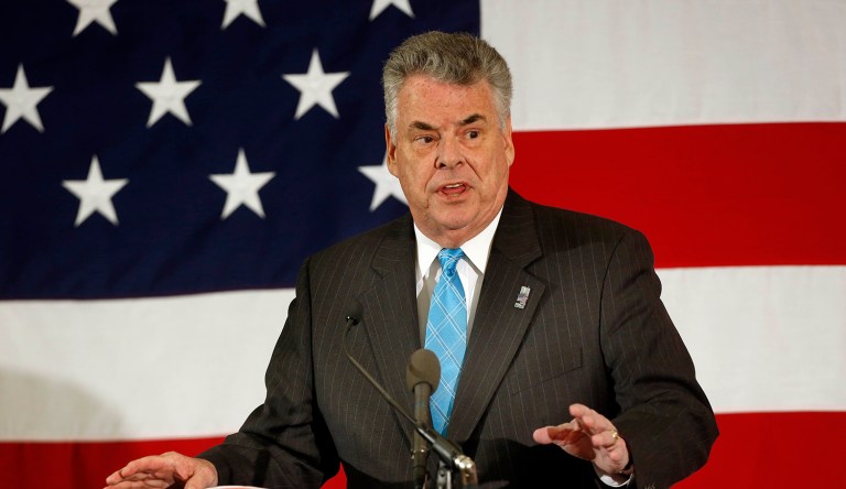 Rep. Pete King R-N.Y., declined to say if he would consider joining the Trump administration if offered the secretary of Homeland Security post. (AP Photo/Jim Cole)
