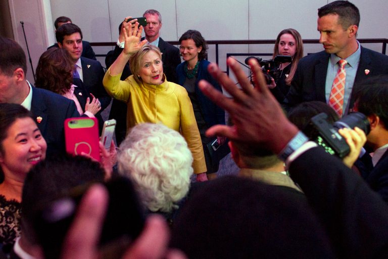 Democratic front-runner commits to affordable education, overhauling the immigration system. (AP Photo/Cliff Owen)