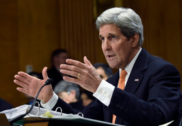 Kerry denied news reports that international negotiators were considering a deal that would gradually lift restrictions on Iran's ability to enrich uranium. (AP)