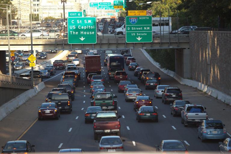 Rush hour traffic congestion on I-395 in Washington D.C. The heat wave has wreaked havoc on the region's transportation system, ranging from buckled pavement on I-395 to a Metro derailment on the Green Line in the past week. (Examiner file)
