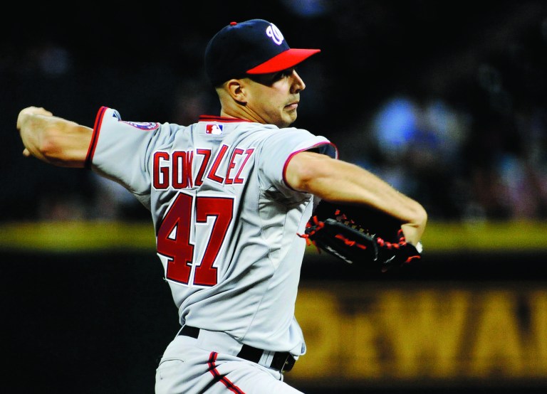 Pat Sullivan/AP
Gio Gonzalez hit the first home run of his career, then proceded to pitch the first nine-inning complete game of his career in a victory over the Astros.