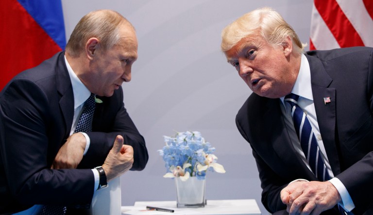 Sanders said Trump and Putin did not talk about the full range of sanctions levied against Russia during their meeting. (AP Photo/Evan Vucci)