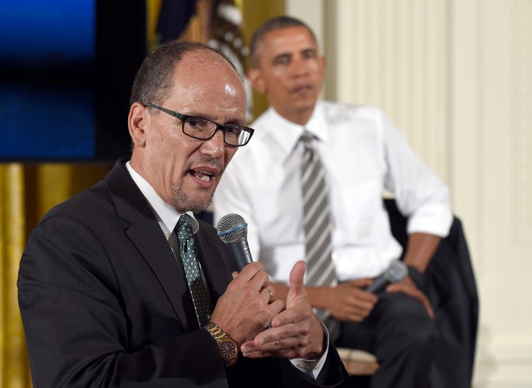 Labor Secretary Tom Perez said that too few people are being paid overtime, undermining the intent of the Fair Labor Standards Act. (AP Photo/Susan Walsh)
