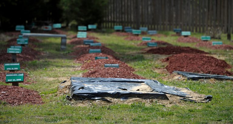 The Al-Barzakh Islamic Cemetery where Boston bombing suspect Tamerlan Tsarnaev is buried in Doswell, Va., Monday, May 13, 2013.  (AP Photo/Cliff Owen)
