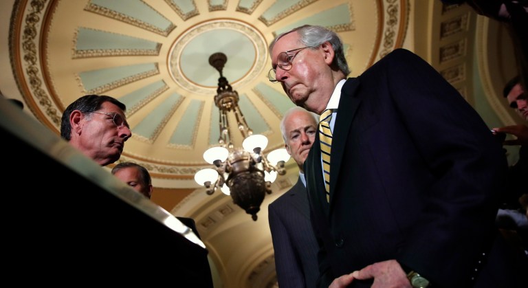 A disappointed Senate Majority Leader Mitch McConnell thanked members of the Senate for their efforts to reach a compromise, but said, 