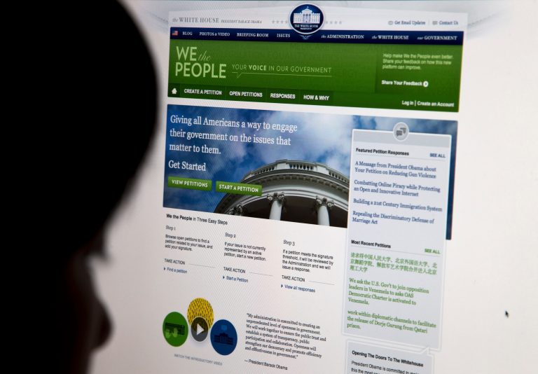 The White House's online petition site called 