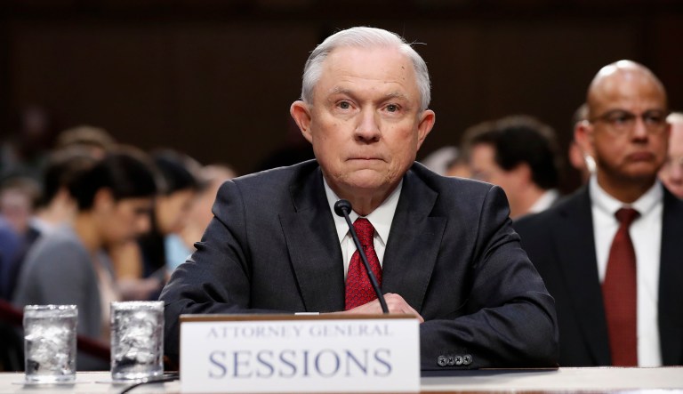 Attorney General Jeff Sessions testifies before the Senate Intelligence Committee about his role in the firing of James Comey, his Russian contacts during the campaign and his decision to recuse from an investigation into possible ties between Moscow and associates of President Trump. (AP Photo/Alex Brandon)