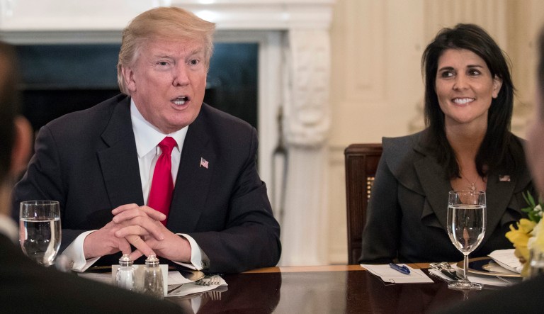 U.S. Ambassador to the U.N. Nikki Haley said Thursday that she had coached President Trump to tone down his language before he appeared before the General Assembly in September. (AP Photo/Carolyn Kaster)