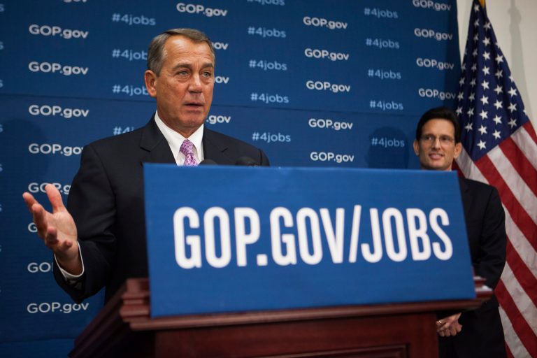 House Speaker John Boehner and Republican leadership speak at a new conference on Tuesday in Washington.ÃÂ (Graeme Jennings/Examiner)