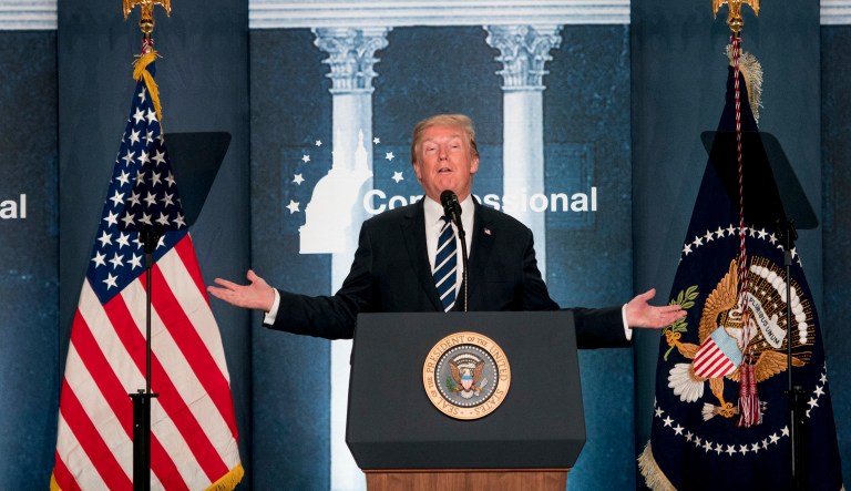 President Trump urged Republicans to compromise a little with Democrats on a deal including status for immigrants covered by the Deferred Action for Childhood Arrivals program as a Feb. 8 government funding deadline looms. (AP Photo/Andrew Harnik)