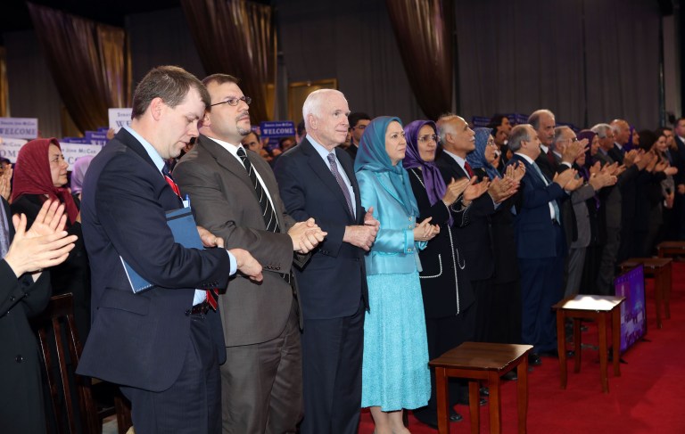 Sen. John McCain, R-Ariz., met with a group representing Iranian dissidents in Tirana, Albania on Friday. (Photo courtesy of the National Council of Resistance of Iran)