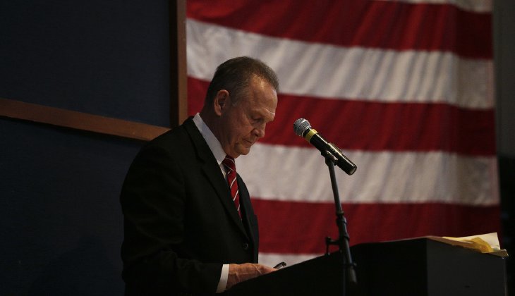 President Trump's Alabama state campaign co-chairmen came to Republican Alabama Senate candidate Roy Moore's defense, arguing the women who accused Moore of inappropriate sexual conduct when they were teens should take lie detector tests. (AP Photo/Brynn Anderson)
