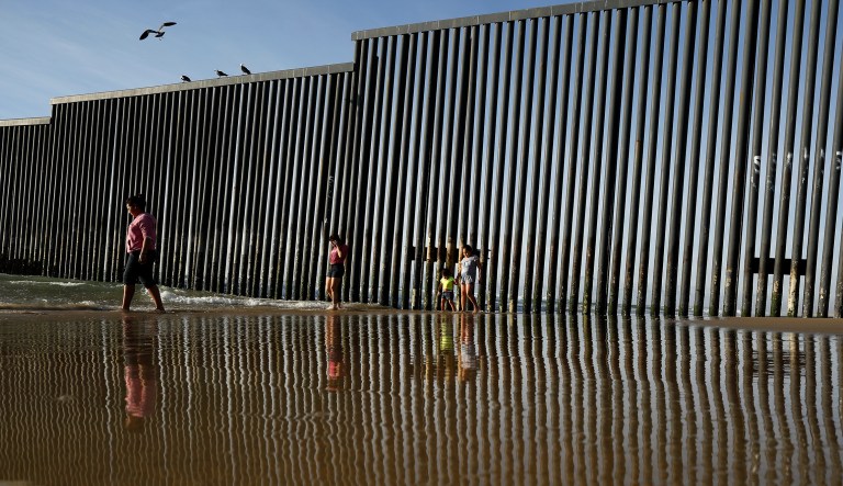 The border structure separating San Diego from Tijuana, Mexico. The Department of Homeland Security announced Tuesday it has issued a waiver to get around environmental rules and speed up border construction projects near San Diego, one of the country's busiest border sectors. (AP Photo/Gregory Bull)