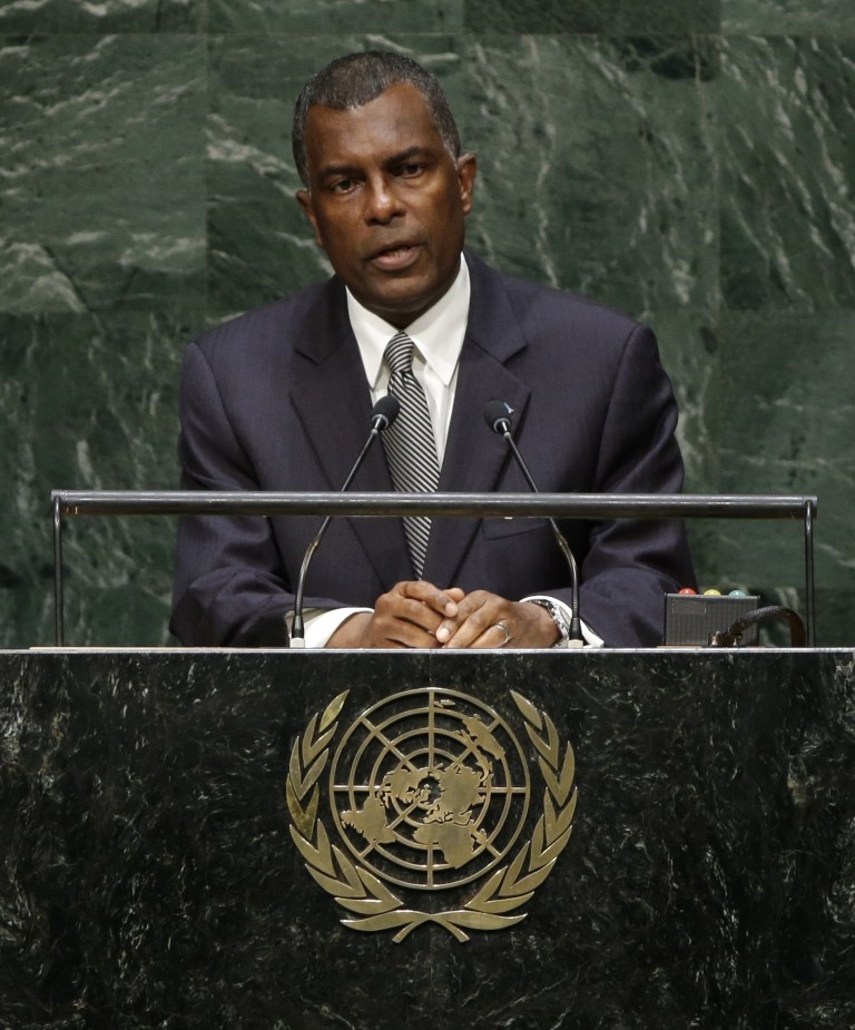 Frederick A. Mitchell, Minister for Foreign Affairs of the Bahamas, speaks during the 69th session of the United Nations General Assembly at U.N. headquarters, Tuesday, Sept. 30, 2014. (AP Photo/Seth Wenig)
