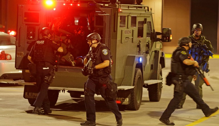 The program provides a surplus of Defense Department military style equipment and weapons to state and local law enforcement agencies for use in 