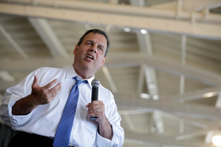 New Jersey Gov. Chris Christie addresses a gathering during a town hall meeting, Thursday, Aug. 14, 2014, in Ocean City, N.J. (AP Photo/Mel Evans)