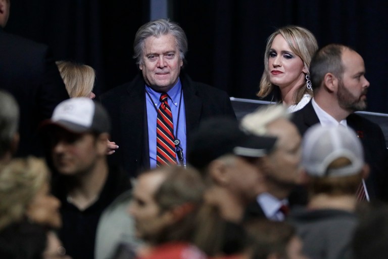 White House chief strategist Steve Bannon has attended the first meeting of the National Security Council after he was removed from the principals committee Wednesday. (AP Photo/Mark Humphrey)